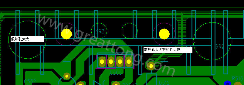 PCB設(shè)計中，散熱孔散熱片設(shè)計不當(dāng)，造成很多電源板斷裂