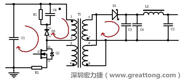 元件布局的時(shí)候，要優(yōu)先考慮高頻脈沖電流和大電流的環(huán)路面積，盡可能地減小,以抑制開(kāi)關(guān)電源的輻射干擾