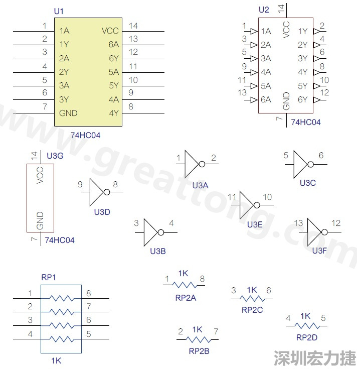 圖1 半導體元件供應商所畫的電路圖符號是模擬元件的接腳圖，而非訊號流程。
