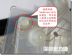 橡膠薄膜(membrane)的定位圓柱，可以用來塞入塑膠上的橢圓形孔洞，最為緊配的定位之用。